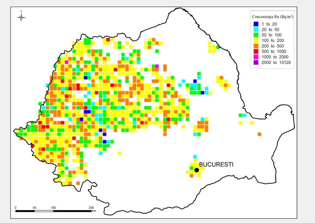Hartă radon România